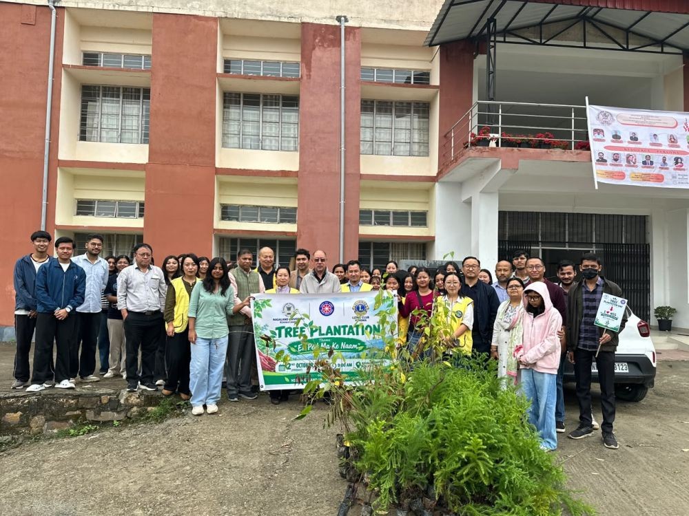 NSS Nagaland University, Kohima Campus, in collaboration with Lions Club Kohima, organised a tree plantation drive on the university campus on October 2.